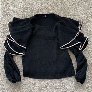 Club Monaco Black Blouse with White Trim